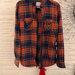 Denim & Flower Red and Blue Plaid unique “Nasa” design Casual Shirt